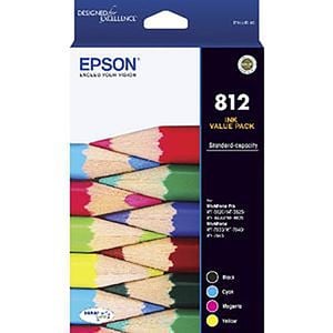 Epson GENUINE Epson 812 Ink Cartridge Value Pack Black Cyan Magenta Yellow C13T05D692