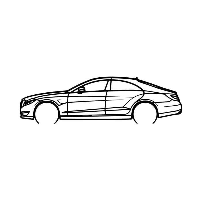 Ignite Laser Mercedes Benz ClS63 AMG Silhouette Metal Wall Art Rustic Metal 47inch/120cm