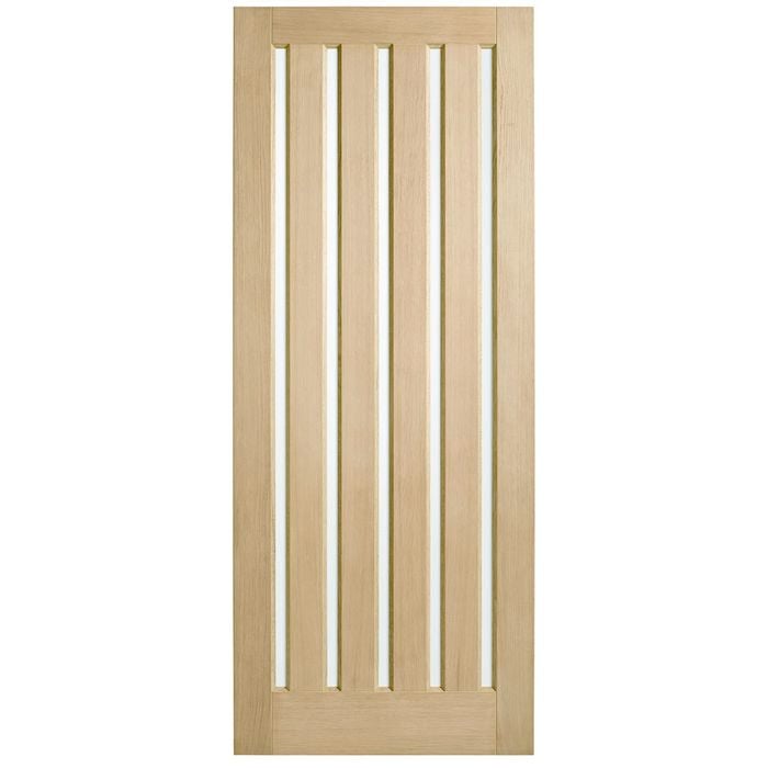 Corinthian 2040 x 820 x 40mm Entrance Door Blonde Oak Translucent Glass AWO5VG