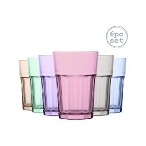 LAV Aras Highball Cocktail Tumbler Glasses - 365ml - Multicoloured - Pack of 6