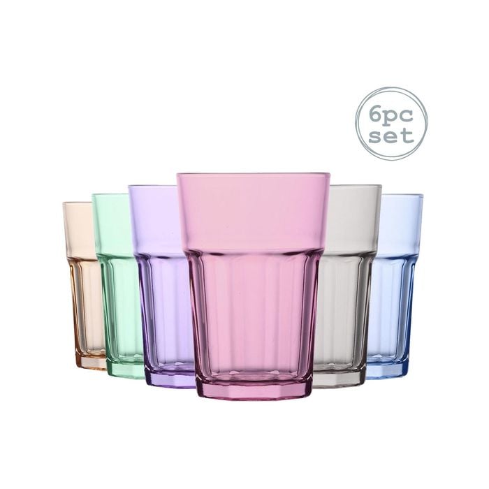 LAV Aras Highball Cocktail Tumbler Glasses - 365ml - Multicoloured - Pack of 6