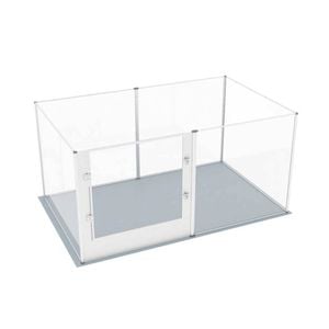 P&P Silver Clear Acrylic Pet Fence With Door And Safety Lock Design