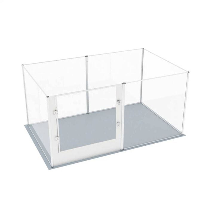 P&P Silver Clear Acrylic Pet Fence With Door And Safety Lock Design