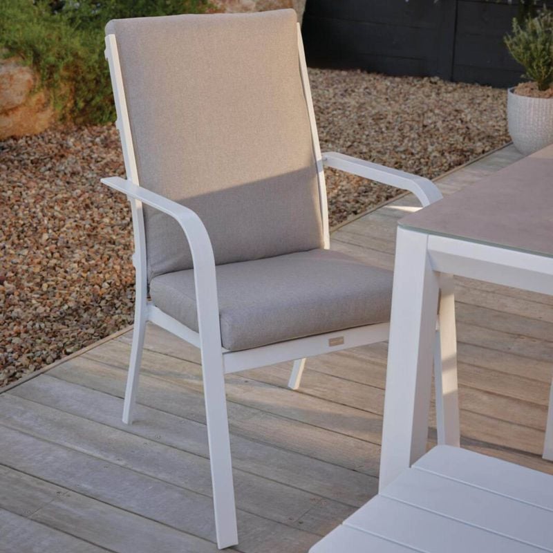 White Aluminium Cordoba Hi-Back Dining Chair