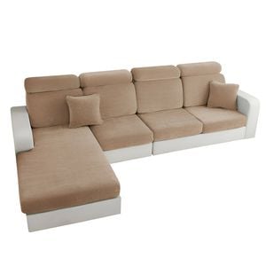 Anyseat Sofa Cover Coffee L-shape Polyester Chenille Thick Stretchable Cushion For Living Room Normal Size Large
