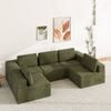 Advwin 415cm 5 Seater Sofa Convertible U Shaped Sofa Chenille Compressed Sofa Modular Couch No Assembly Green