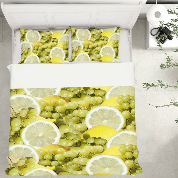 3D Lemon Grape 265 Bed Pillowcases Quilt King Single Size