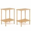 Costway 2x Side Table 2tier Nightstand Bamboo Shelf Coffee Table