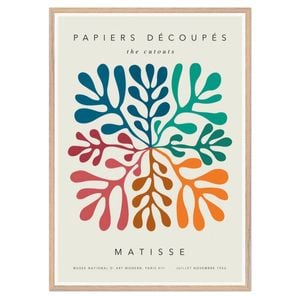 Galrie Henri Matisse's Papiers Découpés - Vibrant Mid-Century Modern Art Print, Wood Frame, A4 21 x 30cm (8 x 12inch)