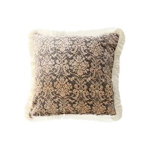 SOGA Wabi Sabi Dark Floral Tassel Throw Pillow 45cm