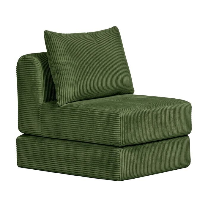 Ufurniture 1 Seater Armless Sofa Corduroy Modular Compressed Single Couch Recliner No Assembly Green