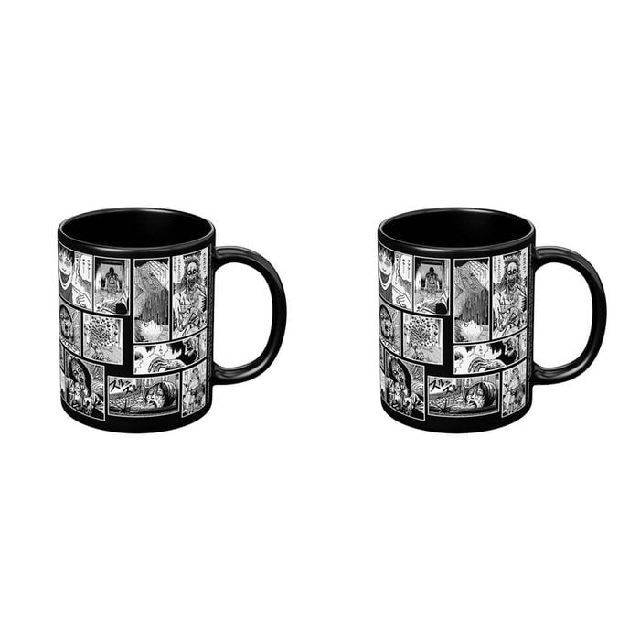 2PK Anime Junji Ito Nightmares Coffee Mug/Cup Black And White