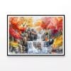 Waterfall Painting with Trees  Print 100% Australian Made 120x90cm  (Poster)