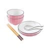 SOGA Pink Japanese Style Ceramic Dinnerware Set of 4