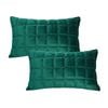 SOGA 2X 30cm Green Velvet Quilted Grid Pattern Decorative Throw Pillow