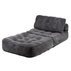 Ufurniture 3-in-1 Convertible Folding Floor Sofa Bed 90cm Corduroy Single Lounge Boneless Lazy Couch Grey