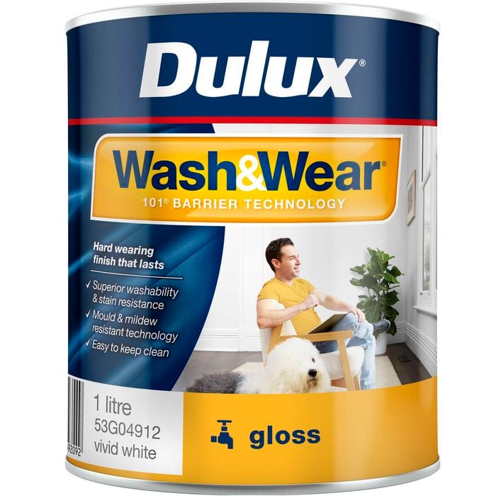 Dulux Wash&Wear Vivid White Gloss Interior Paint - 1L