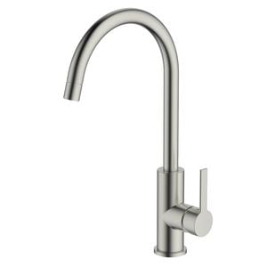 Greens Penny PVD Brushed Nickel Gooseneck Sink Mixer All Pressure