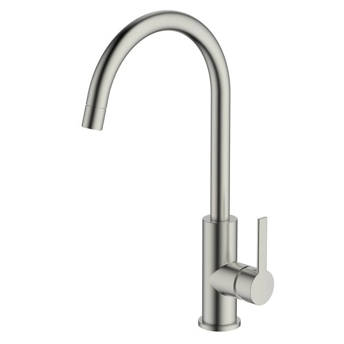 Greens Penny PVD Brushed Nickel Gooseneck Sink Mixer All Pressure