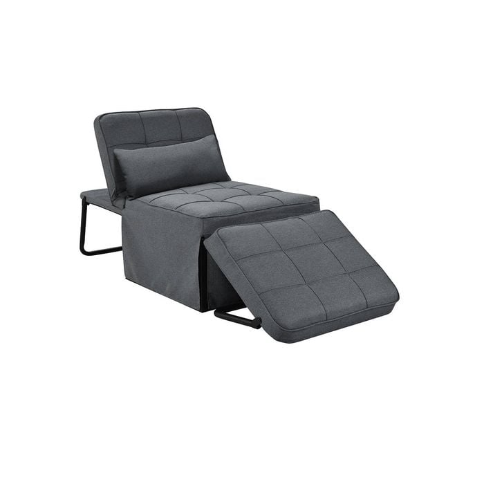 Foret 1-seater Sofa Bed Lounge Ottoman Adjustable Couch Recliner Dark Grey