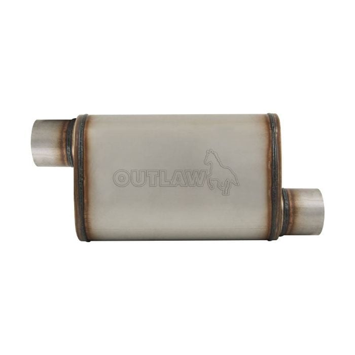 Outlaw T-409 Stainless Steel Straight Through Muffler, Single 3" Inlet/Outlet, Offset/Offset