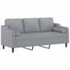 vidaXL 3-Seater Sofa with Throw Pillows Couch Lounge Sofa Light Grey Fabric