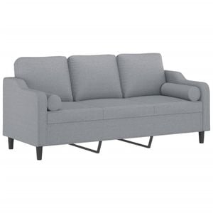 vidaXL 3-Seater Sofa with Throw Pillows Couch Lounge Sofa Light Grey Fabric