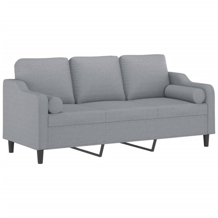 vidaXL 3-Seater Sofa with Throw Pillows Couch Lounge Sofa Light Grey Fabric