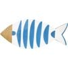 LVD Wooden Amalfi Decorative Hanging Wall Fish 40x18cm Blue/White Stripes