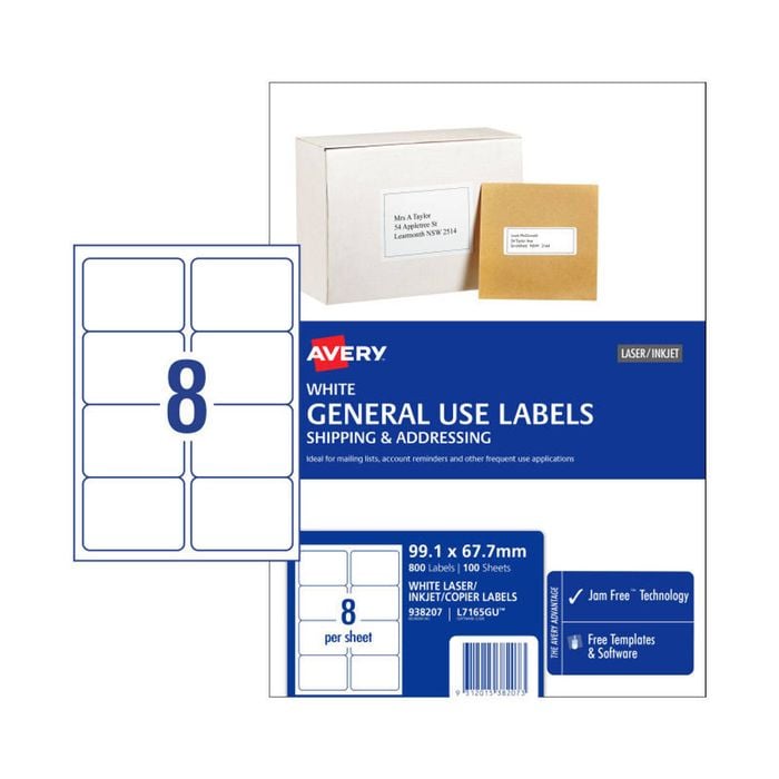 AVERY Gen Label L7165GU 8Up Bx100