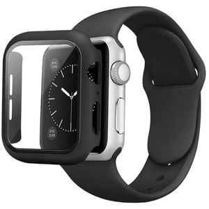 Silicone Sports Watch Band Strap + Case Set - For Apple iWatch 45mm (Black)