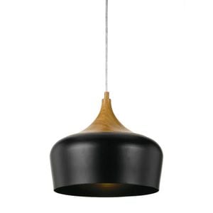 Telbix Polk Modern Pendant Hanging Lamp Light Metal Black Oak Nickel