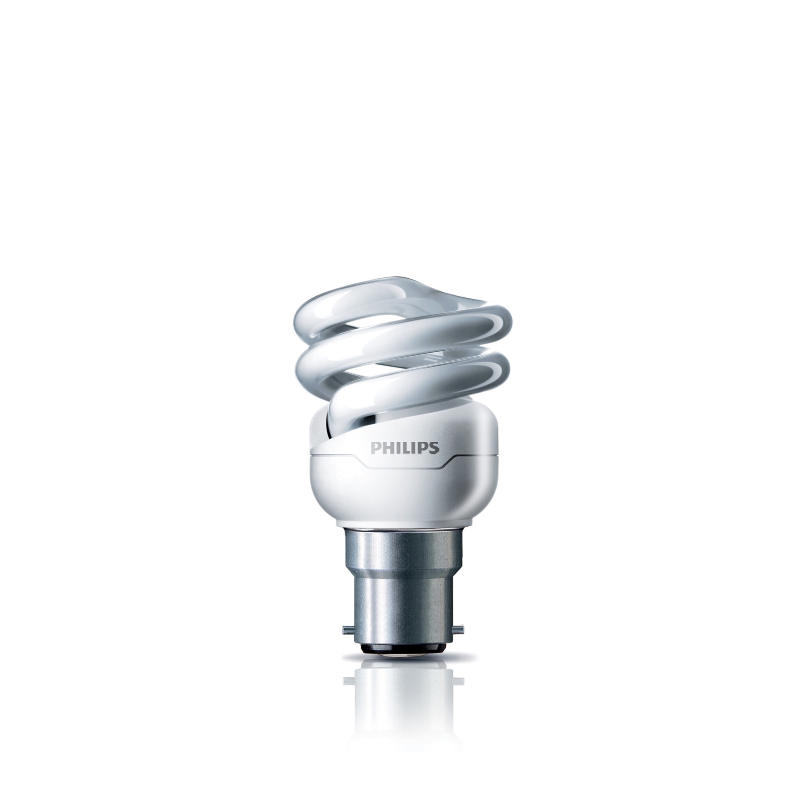 Philips 8w Warm White Bayonet Clip CFL T2 Spiral Tornado Globe product image