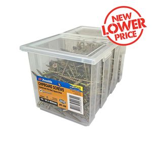 Zenith 10G x 65mm Gold Passivated Square Drive Chipboard Screw - 500 Pack