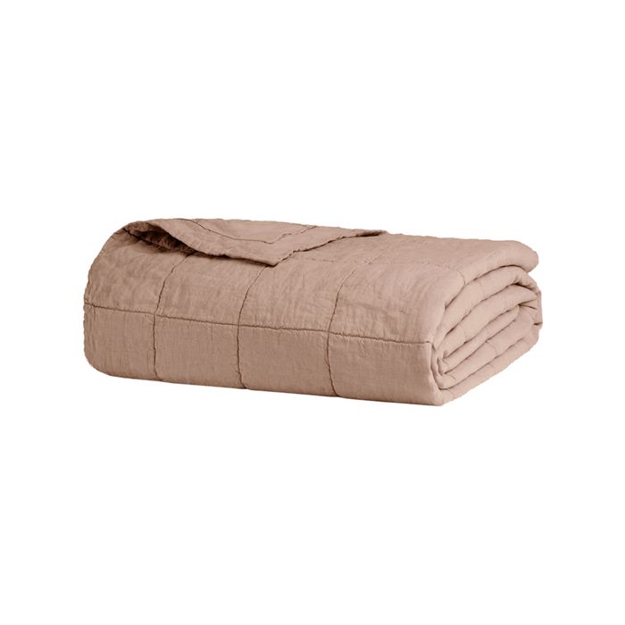 French Flax Linen Quilted Coverlet - Queen/king