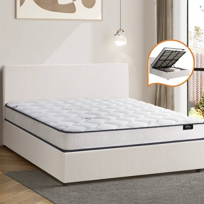 Oikiture Bed Frame King Size with Mattress UNO