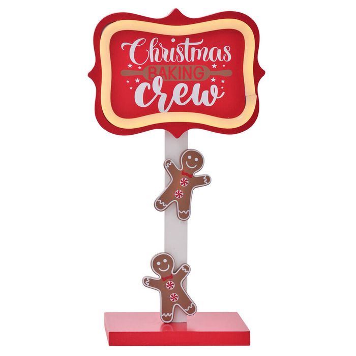 Gibson Gifts LED Gingerbread Crew Christmas Decoration Sign Post 80x150x280mm