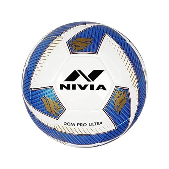 Nivia DOM04 Pro Ultra ‎PU Football Soccer  (Blue, Size 5) | Machine Stitched | 32 Panel | PU Micro Fiber top Layer | Soccer Ball