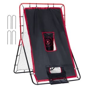 VEVOR 914x1372mm Baseball And Softball Rebounder Net Black and Red with 2-in-1 Switch Hitter Pitch
