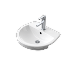 Caroma White Cosmo Semi Recessed Basin - 1 Tap Hole