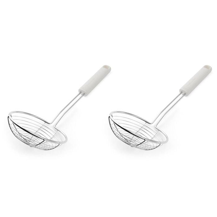 2PK KitchenAid Classic Handheld Food Strainer Cooking Utensil Porcelain White