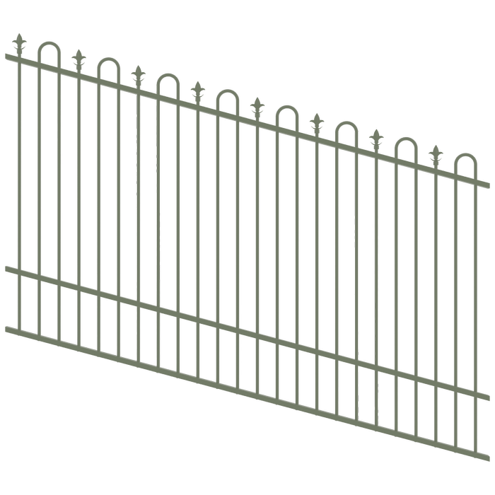 ProtectorAl 1201 - 2400 x 1500mm Pale Eucalypt Raked Up to 15º Loop And Spear Top Pool Fence Panel