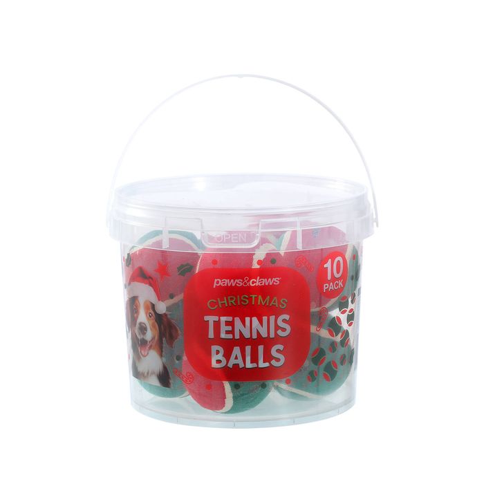 Paws & Claws Christmas Tennis Balls - 10 Pack