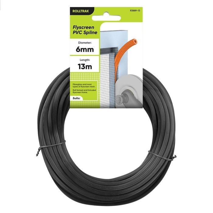 Rolltrak 6mm x 13m Black Flyscreen Spline