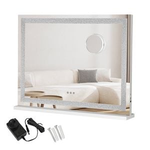 Yezi Crystal Makeup Mirror 3-Colour LED USB Charging 58x46CM