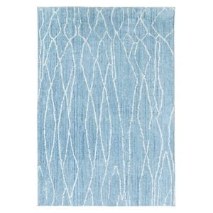 Loopsie-330cm X 240cm-jevonn Blue And Ivory Lined Washable Rug
