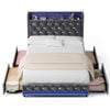 Advwin Queen Led Bed Frame With Tufted Velvet Upholstered Headboard & Charging Station 4 Storage Drawers Dark Grey