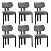 Oikiture Set Of 6 Dining Chairs Linen Fabric Kitchen Chair Padded Seat Grey