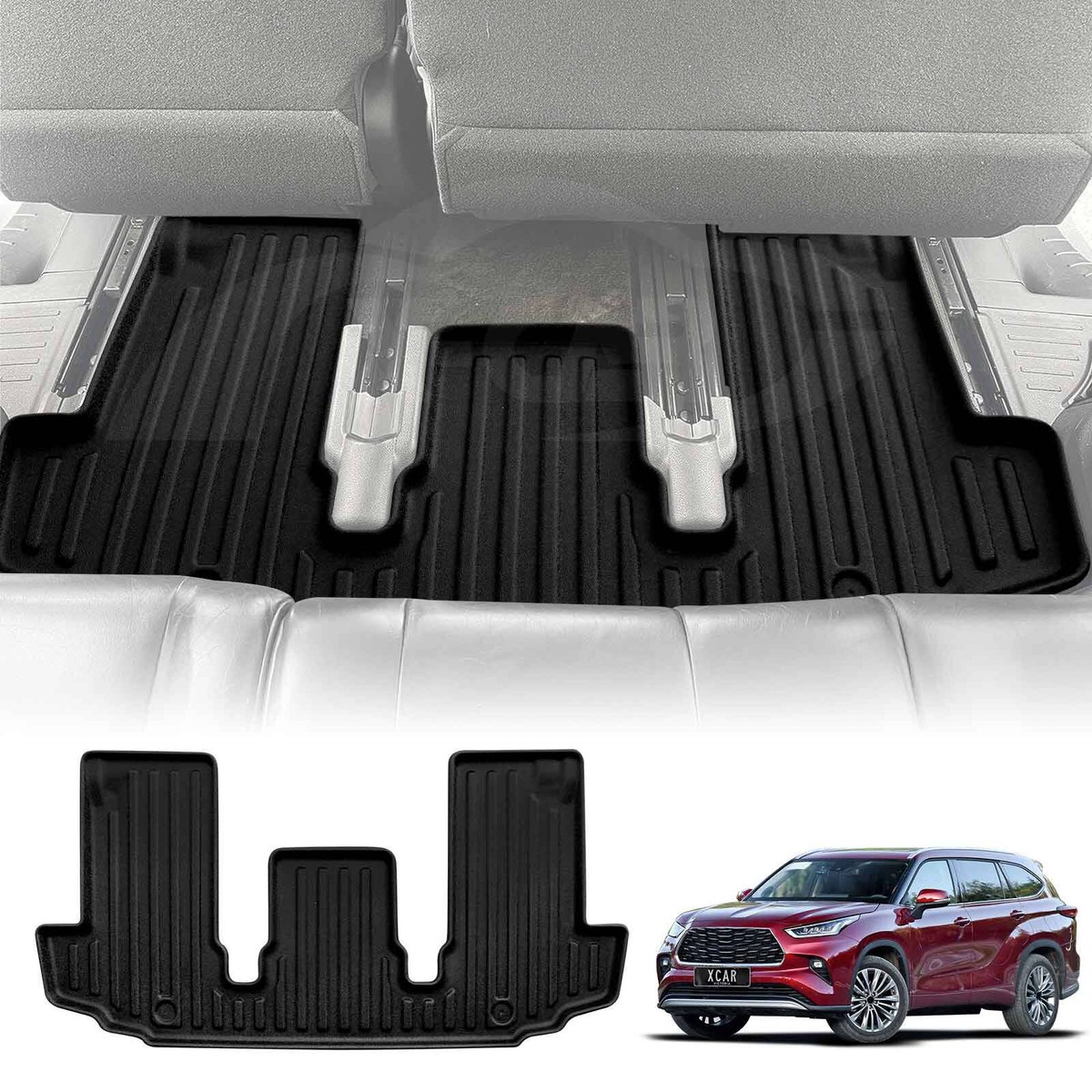 3D Third Row Seat Floor Mat for Toyota Kluger 2021-2025 Heavy Duty All ...