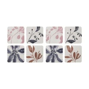 2x 4pc Ecology Hand Drawn Floral Silhouettes Cecile Rectangle Coasters 10cm